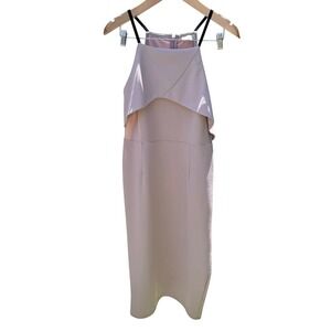 ASOS Halter Neck Midi Dress Womens 12 Mauve Layered Off Shoulder Cocktail Weding